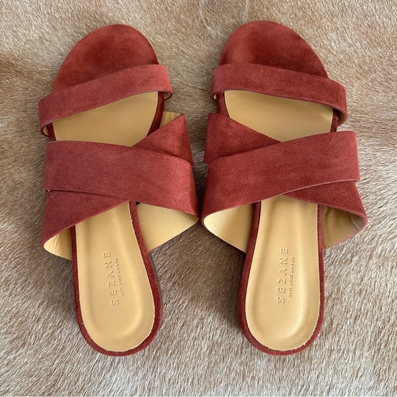 NEW Sezane Agathe low sandals/slides burnt sienna 36 / 6 - Picture 3 of 4